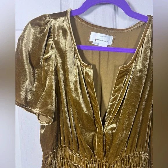Anthropologie The Somerset Velvet Edition Gold Maxi Dress, medium - Picture 5 of 7